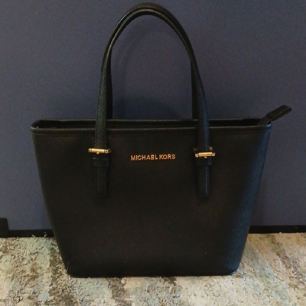 Michael Kors Black Tote with Gold Accents
